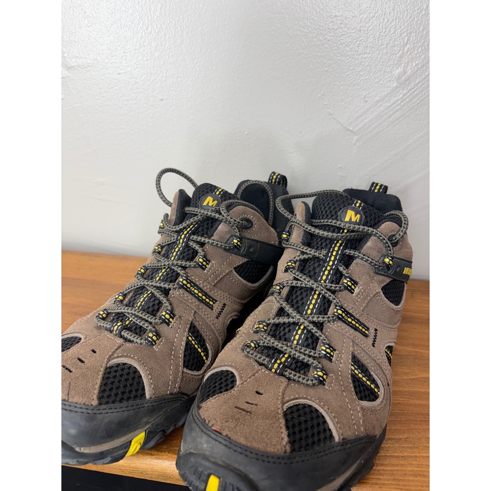 Merrell Mens Hiking Shoes Boulder Empire Yellow Suede Mesh Trail J09980 Size 10